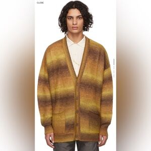 NWT MCQ Mohair Oversized Brown Yellow Cardigan - Large